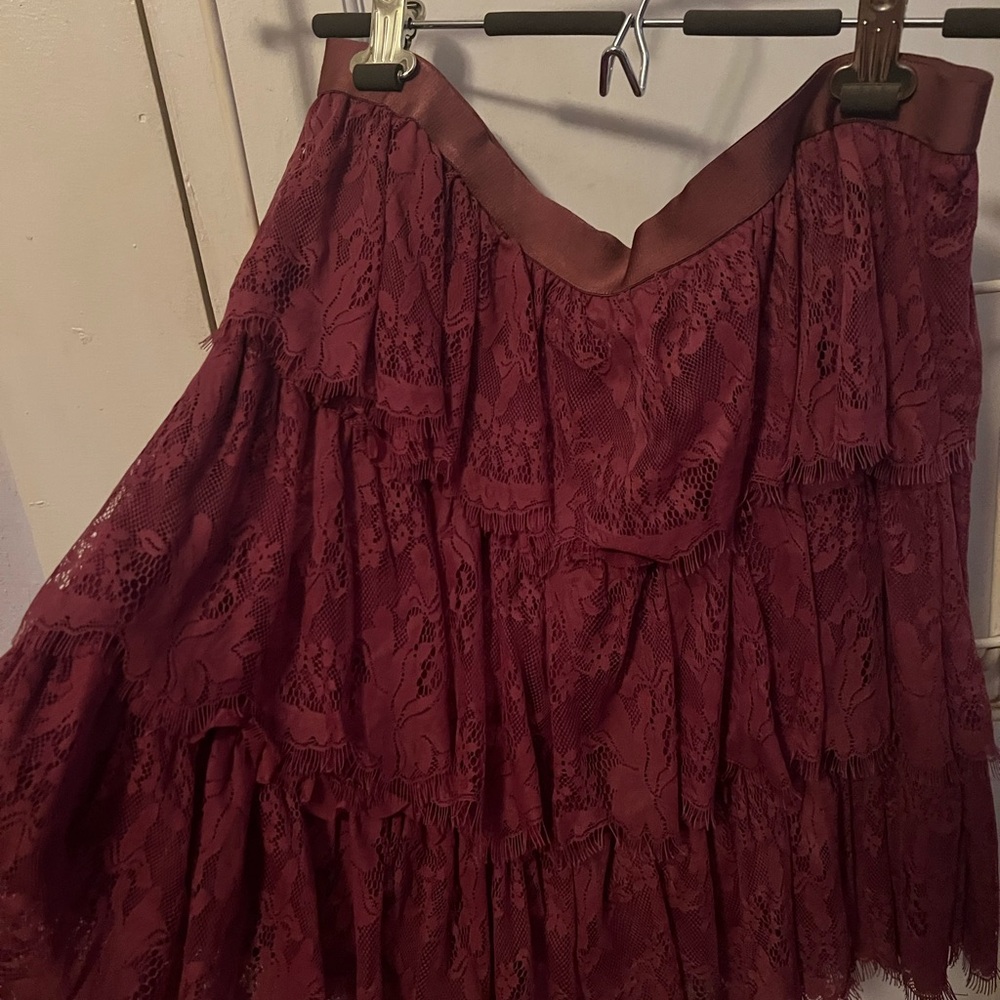 Elegant Burgundy Lace Skirt